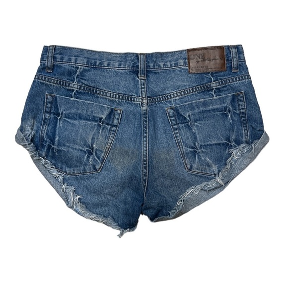 One Teaspoon Bandits Denim Shorts, Relaxed Fit Long Rise Twisted Cuff He… - Picture 4 of 9